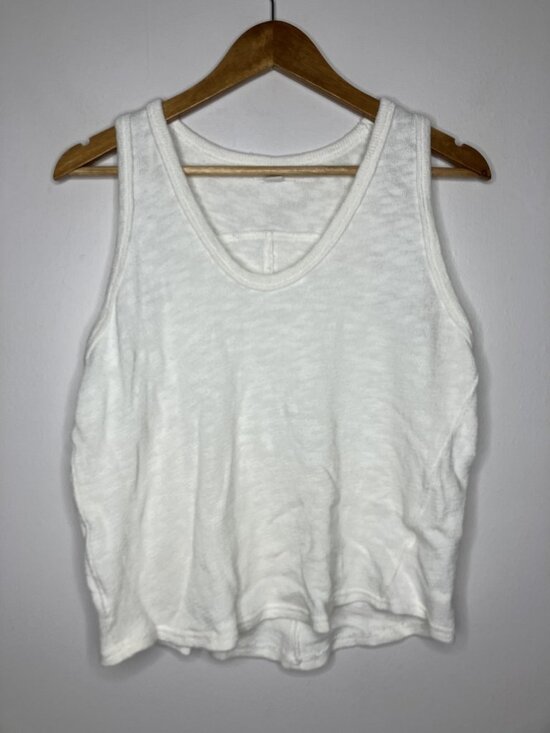 Basin Range Tops - Basin + Range Women's White 100% Cotton Slub Knit Tank Top Size Large